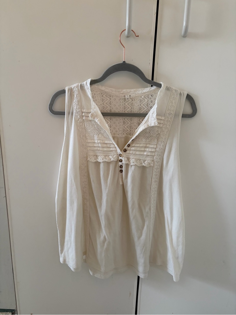 Maurices Ivory Lace-Trim Sleeveless Tank